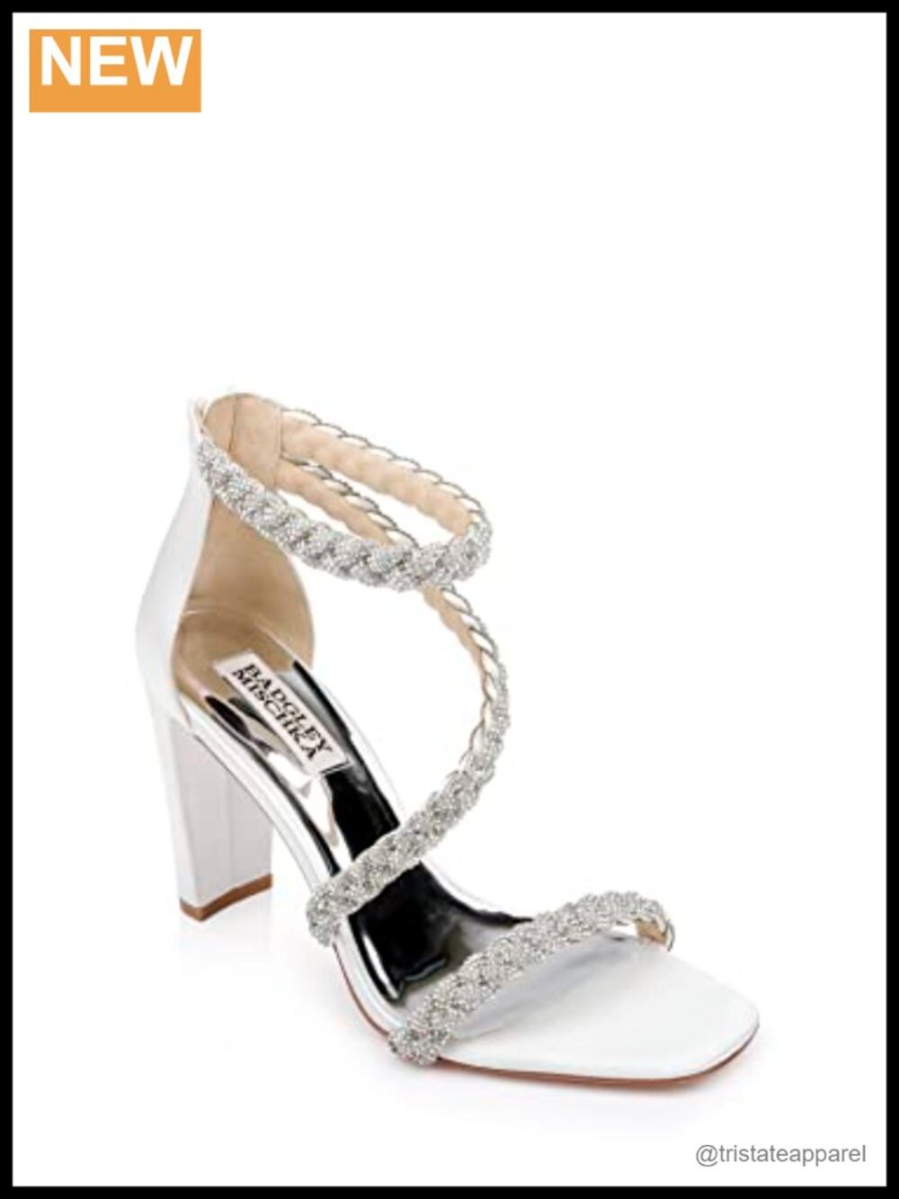 Braided Rhinestone Block Heel Sandals
